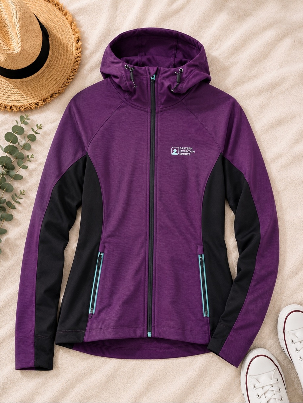 Eastern Mountain Sports Plum and Black Softshell Utility Jacket